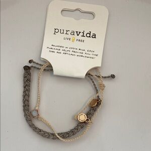 Pura Vida Braided Bracelet Set - Gray and Beige